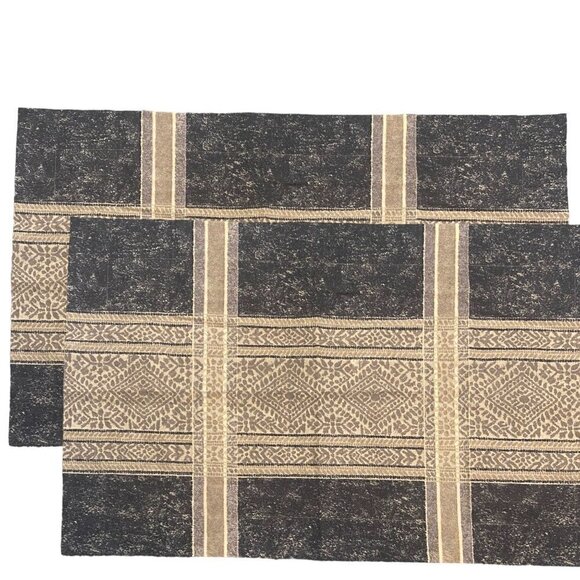 Dan River King Size Pillowcases Set of 2 Cotton Blend Black Tan Boho Print NWOT - Picture 1 of 9